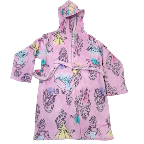Disney Other - Disney Princess Girls Pink Fleece Hooded Robe Bathrobe Size M (8)